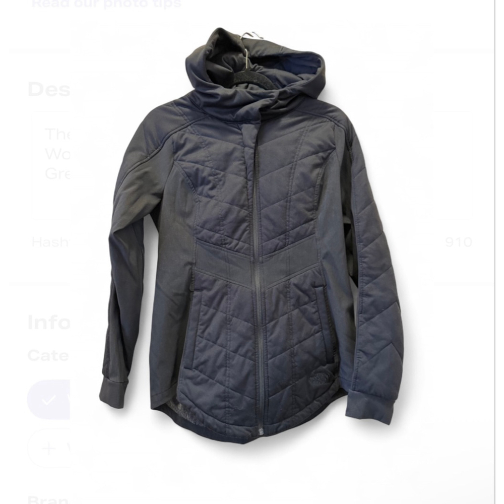 The North Face Pseudio Hooded Jacket Womens Black Size M Full Zip Quilted